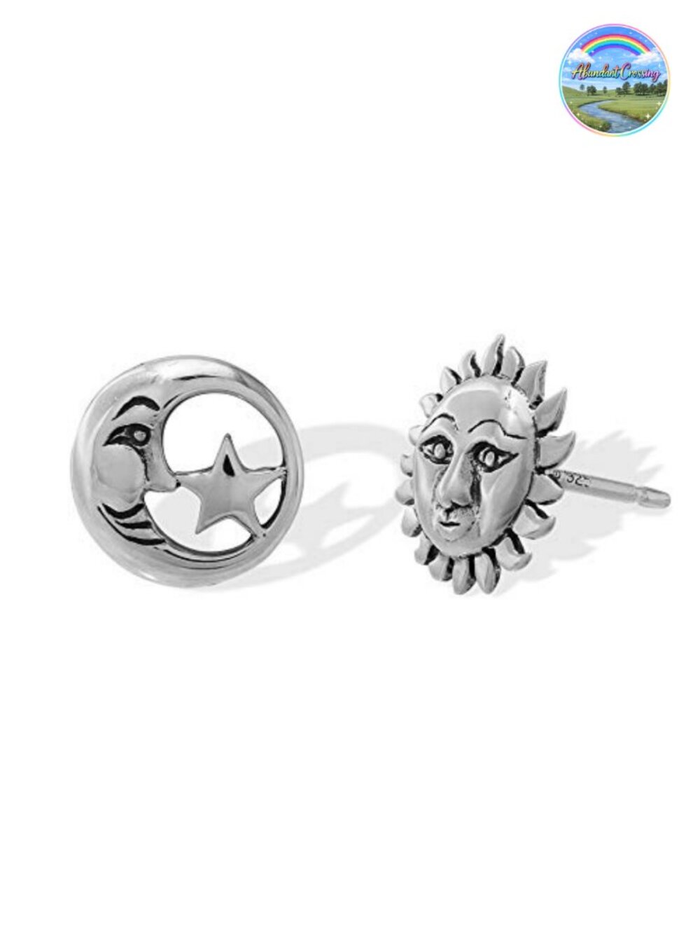 Sterling Silver Sun Moon Star Mismatched Stud Earrings Hypoallergenic